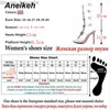 Sukienka buty Aneikeh nowy rozmiar buta 41 42 Sexy Gladiator kolana wysokie przezroczyste sandały na guziki moda kryształowy kwiat szpilki damskie sandały Z230707