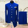 Survêtements pour hommes Bordeaux / Bleu Royal Col montant Sweat à fond irrégulier Ensemble pour hommes Robes de soirée de mariage personnalisées 2 Vestes Z230707