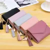 Wallet Short Women's Mini Tassel Pendant Wallet Card Holder Fresh Pink Coin Purse Card Holder Multi-functional