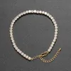 3 mm 4 mm 5 mm griffe de tennis Piets de cheville Chaînes de cheville Femmes Hip Hop 8 pouces + 2 pouces Extension Gold plaqué Iced hors zircone Cumbique Bracelet de cheville minimaliste pour les femmes