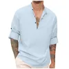 Camisas casuales para hombres Diseñador Primavera Verano Algodón Lino Color sólido Camiseta suelta de manga larga para hombres Camiseta de gran tamaño