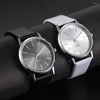 Zegarki na rękę męskie zegarki luksusowa moda Business Design skórzany zegarek cyfrowy kwarcowy minimalistyczny Temperament męski Relogio Masculino