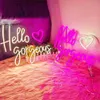 LED Hello 화려한 웨딩 핑크 표지 침실 생일 파티 LED 벽의 네온 라이트 표시 hkd230706