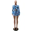 Zomer Tweedelige Sets Lady Outfits Vrouwen Casual Print Shirt en Shorts Set Gratis Schip