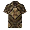 Erkek sıradan gömlekler altın barok plaj gömlek oryantal vintage damask hawaii erkek y2k bluzlar kısa kollu grafik kıyafetler artı boyutu