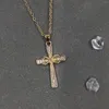 Chains Hip Hop Gold Plated Cross Necklace For Men Women Stainless Steel Religious Crucifix Pendant Necklaces Punk Party Jewelry Gifts