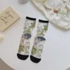 Frauen Socken Damenmode 2023 Frühlingsblume Baumwolle Lässig Atmungsaktiv Dünn Transparent Crew Trendy Niedlich Hohe Qualität