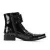 Boots Leather For British Style Genuine Ankle Black Square Steel Toe Buckle Military Studded Botas Punk Shoes Men 735