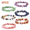 Bracelets porte-bonheur 6pcs Pierre Naturelle Yoga Hommes Femmes Stretch Cadeau Bijoux Irrégulier Spirituel Poli Soulagement De L'anxiété Prier Cristal Bracelet Ensemble