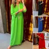 Fritidsklänningar Modetryck Långärmad Maxiklänning För Kvinnor Sexig V-hals Lös Robe Kvinna Elegant Streetwear Vestidos