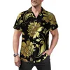 Chemises décontractées pour hommes Chemise de plage baroque dorée Oriental Vintage Damask Hawaiian Men Y2K Blouses Manches courtes Graphic Clothes Plus Size