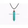 Hanger Kettingen Mode Vorm Natuursteen Zeshoekig Prisma Kwarts Turquoise Kristal Edelstenen Sieraden Voor Vrouwen Mannen Goud/Sier Drop Del Dhabf