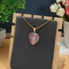 Hängsmycke Halsband 60 cm Naturligt rosékvartshalsband Hjärtform Tigeröga Sten Berlocker för att göra DIY smycken festpresent