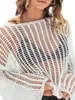 T-shirty damskie Styl bohemy Kobiety S Crochet Crochet Crochet z długim rękawem i wycięciem na plecach - Idealne na okrycie plażowe lub