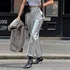 Pantalon Femme Capris Mode Femme Slim Sliver Cargo Pants 2022 Moulante Taille Haute Pantalon Droit Streetwear Vintage Réfléchissant Femme Vêtements J230705