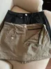 Saias Retro Spicy Cinza Cargo Saia Denim Y2k Roupa Cordão Uma Linha Cintura Alta Mini Estilo Coreano Faldas Mujer Harajuku Jupe Femme