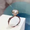 Cluster Ringen HOYON 22K Rose Goud Kleur Sieraden White Diamond Ring Voor Vrouwen Crown Opening Anillos De Bizuteria natuurlijke Edelsteen