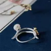 Anelli a grappolo MeiBaPJ S925 Sterling Silver Minimalista Ramo Uccello Anello Apertura Per Le Donne Fine Matrimoni Festa Gioielli YHT