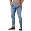 S-4XL Heren Effen kleur Denim Potlood Broek Casual Stretch Designer Jeans Sexy Gat Gescheurd Mannelijke Rits Jeans Broek Plus Size2927
