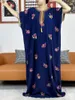 Estilo de roupa étnica muçulmana verão manga curta vestido sólido bordado floral boubou maxi islã roupas africanas abaya