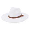 Sombreros de fieltro de lana de invierno de estilo británico para hombres y mujeres, sombreros de Panamá de ala ancha de 9,5 CM, sombreros de Jazz para iglesia, sombreros de padrino