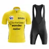 Conjuntos de Camisas de Ciclismo WONDER Retrô Cor Amarela Conjunto de Barras Clássica Terno de Bicicleta Manga Curta Homens Bib Shorts Roupas Por Equipe Gel 230706