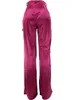 Damesbroek Capri Streetwear Rose Red Dames Hoge taille Rechte broek Hipster Multipocket wijde pijpen broek Vintage Lady Shopping Out Going Capris J230705