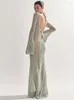 Casual Dresses 2023 Sexy See-through Backless Beach Vacation Sun Protection Dress Women Summer Knitted Long Sleeve Maxi A2420
