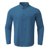 T-shirts voor heren Turn Down Collar Shirt Long Tops Button Sleeve Casual Solid Men Basketball