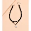 Choker 634C Beads Double Layer Leathers O Style DIY Pendant Necklace For Women