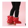 Boots 2021 Kids Bailey 2 Bows Leather Toddlers Snow Solid Botas De Nieve Winter Girls Footwear Toddler 63 Drop Delivery Baby Maternit Dhl4T