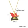 Pendant Necklaces Angola Map Flag Necklace For Women Men Silver Gold Color Drop Oil Stainless Steel Chain Jewerly Gift