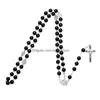 Collane con ciondolo Mens Collana con rosario cattolico per le donne Christian Gesù Vergine Maria Croce Crocifisso Galss Catene con perline Luxury Jewe Dhfd3
