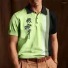 Polos Masculinos Simples Camiseta Polo 3D Estampa de Árvore de Coco Roupas Masculinas de Alta Qualidade Camisas Grandes Soltas Rua Casual Tops de Manga Curta