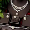 Necklace Earrings Set GODKI Luxury Elegant 4 PCS Bracelet Ring For Noble Women Bridal Wedding Party Show 2023