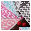 Autres fournitures de fête d'événement Kraft Paper Popcorn Bag Partys Wavy Stripes Candy Box Christmas Goodie Pouch Supply Décorations Dhmu4