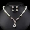 Set di orecchini per collana di perle personalizzate coreane Moda femminile Temperamento Placcatura in lega Accessori per abiti da sposa Set di collane di cristallo 230628