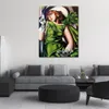 수제 소녀 장갑과 녹색 소녀 Tamara de Lempicka 그림 캔버스 예술 현대 초상화 예술 작품 침실 장식
