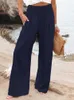 Женские штаны Capris 2023 Летние хлопковые льняные брюки Женские брюки с высокой талией.