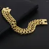 Link Armbanden Grote Armband Voor Mannen Rvs Lange Dubbele Ketting Mode Heren Hiphop Sieraden Drop SL018