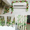 Dekorative Blumen aus Seide, künstliche Rosen, gefälschte Efeu-Blumenrebe, grüne Girlande, Zuhause, Hochzeit, Gartendekoration, hängende Wand, Rattan