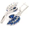 Boucles d'Oreilles Pendantes 46x16mm Superbe 6.2g Feuille Tanzanite Rose Kunzite Blanc CZ Usage Quotidien Femme Argent