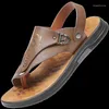 Sandaler Flip-flops Gummi med platt botten kausal Sandalis Mikrofiber Andas Formgjutet spänne Herrskor Cordones Zapatillas För sommar