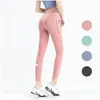 Roupa de ioga Ll feminina Leggings Fitness Push Up Exercise Correndo com bolso lateral Academia Sem costura Peach Butt Tight Drop Delivery Sports O Dhhvg