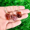 Necklace Earrings Set KOMI Square Shaped Pink Stone Topazs Aventurine Chain Pendant Dangle Jewelry For Woman Gift