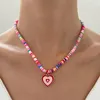 Pendant Necklaces Bohemian Colorful Soft Pottery Love Necklace For Women Lovely Sweet Candy Color 2023 Jewelry Accessories