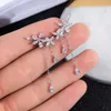 Stud Earrings GMGYQ Arrival Tassels Zircon Flower 2 Ways To Wear Fresh Style Temperament For Girls