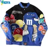 Damenjacken YICIYA Bomber Woman Varsity Jacke Racing Blue American Stickerei Motorrad Punk University Baseball Jacke Langarm Mantel 230705