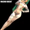 Nude Estampado Tatuagem Trajes Drag Queen Macacão Bodysuit Celebrity Runway Roupa Feminina Festa de Aniversário 229y