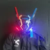 Party Maskers Samurai Helm CyberPunk Cosplay Lichtgevende Masker Tieners Led Tactische Muziek Festival Decor DJ Coolplay Gift 230705